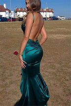 Excellent Long V-neck Mermaid Backless Prom Dress
