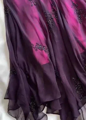 Vintage Halter Purple Beaed Chiffon Mermaid Prom Dress Long Party Evening Dress Y7503