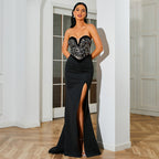 Sexy Sequined Sleeveless Wrapped Chest Backless Cocktail Evening Dress Bridesmaid Women