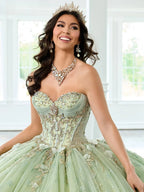 Popular Off-shoulder Quinceanera Dress 2025 Charming 3D Flower Party Dress Shiny Sleeveless Strapless Party Gown 16 Customized