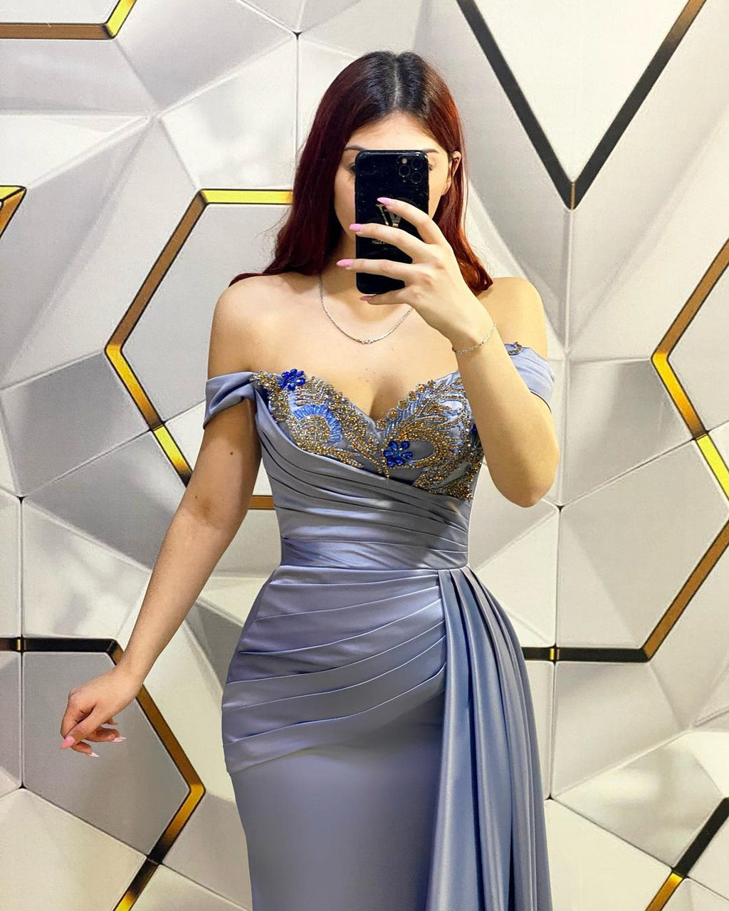 Fashion Long Mermaid Off-the-shoulder Sequined Prom Dress With Ruffles