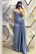 Fashion Long Mermaid Off-the-shoulder Sequined Prom Dress With Ruffles