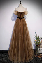 Cute tulle long prom dress A line evening dress s62