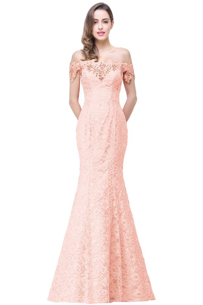 Floor-Length Mermaid Lace Off Shoulder Bridesmaid Dresses
