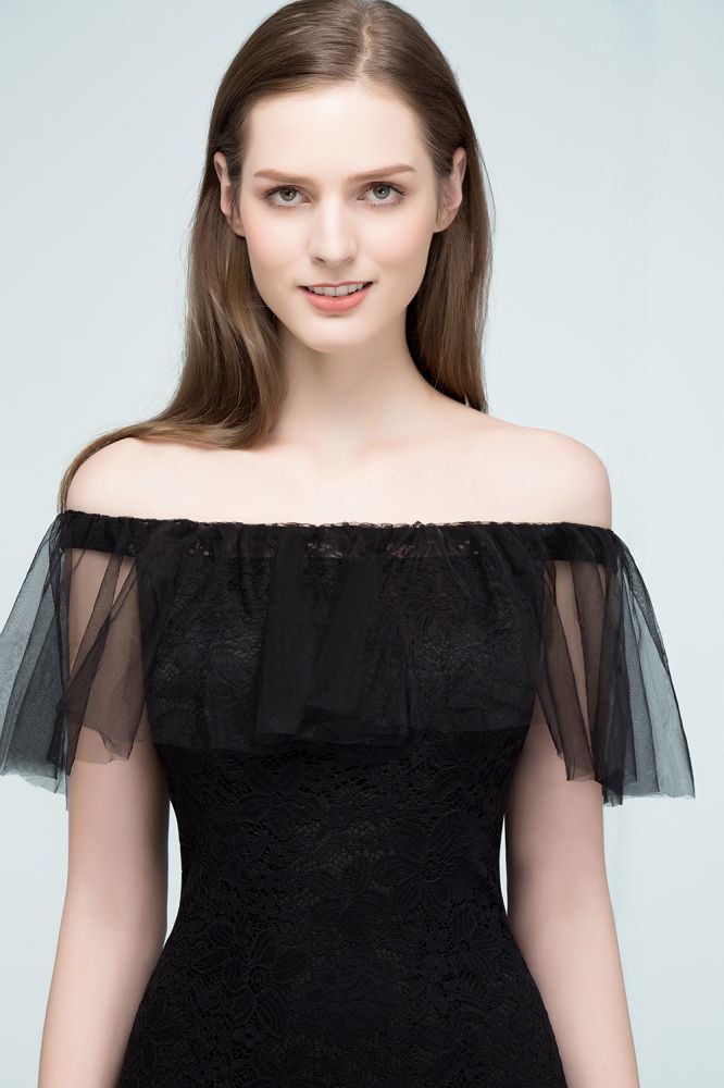 Floor Length Off-shoulder Mermaid Lace Tulle Prom Dresses
