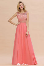 Floral Lace A-line Simple Wedding Dress Sleeveless Maxi Bridesmaid Dress