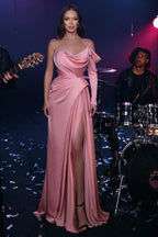 Glamorous Long A-line Long Sleeve Sequined Prom Dress With Slit