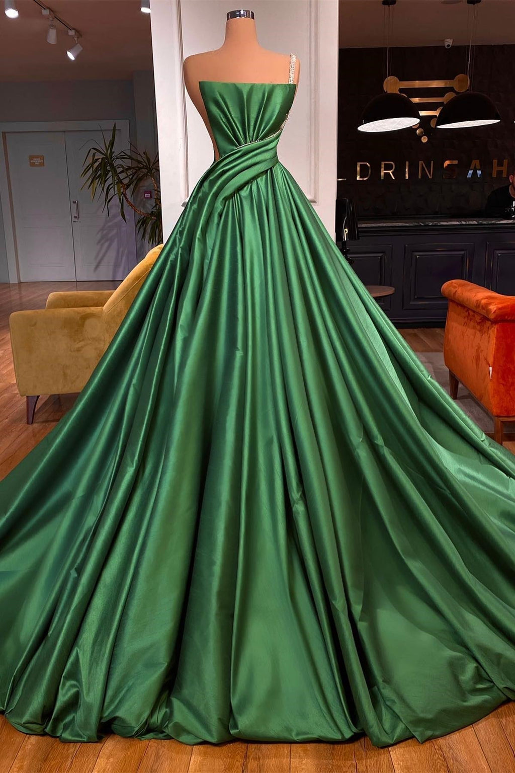 Glamorous Long A-line One shoulder Sleeveless Prom Dress