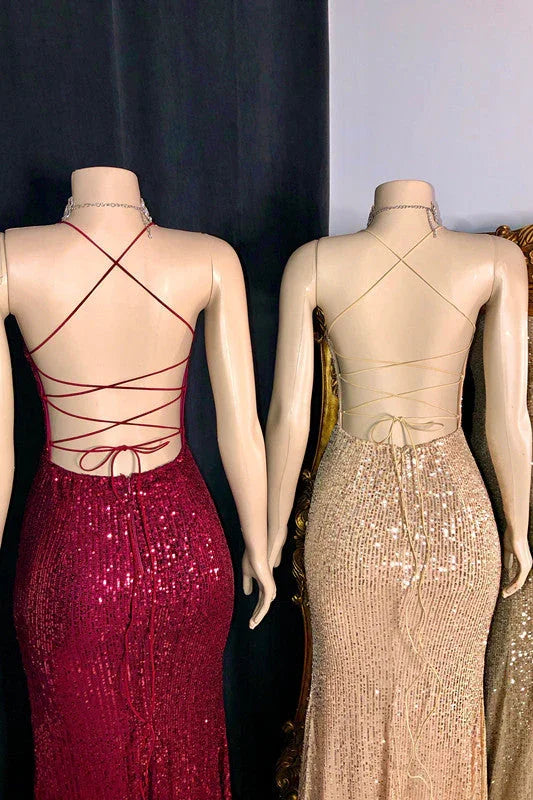 Glamorous Spaghetti Strap Sleeveless Long Mermaid Prom Dress