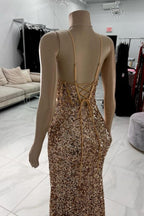 Gorgeous Column Tulle Spaghetti Straps Sleeveless Prom Dress With Rhinestone
