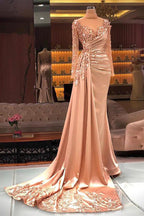 Gorgeous Long High Neck Beading Sequined Prom Dress With Long Sleeves