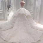 Gorgeous Long Off The Shoulder Beadings Ball Gown Wedding Dress