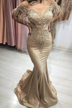 Gorgeous Mermaid Off-the-shoulder Long Prom Dress with Sleeves