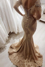 Gorgeous Mermaid Off-the-shoulder Long Prom Dress with Sleeves