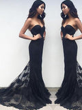Gorgeous Mermaid Sleeveless Sweetheart Lace Ruffles Prom Dresses