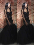 Gorgeous Mermaid Sleeveless Sweetheart Sequins Beading Floor-Length Prom Dresses