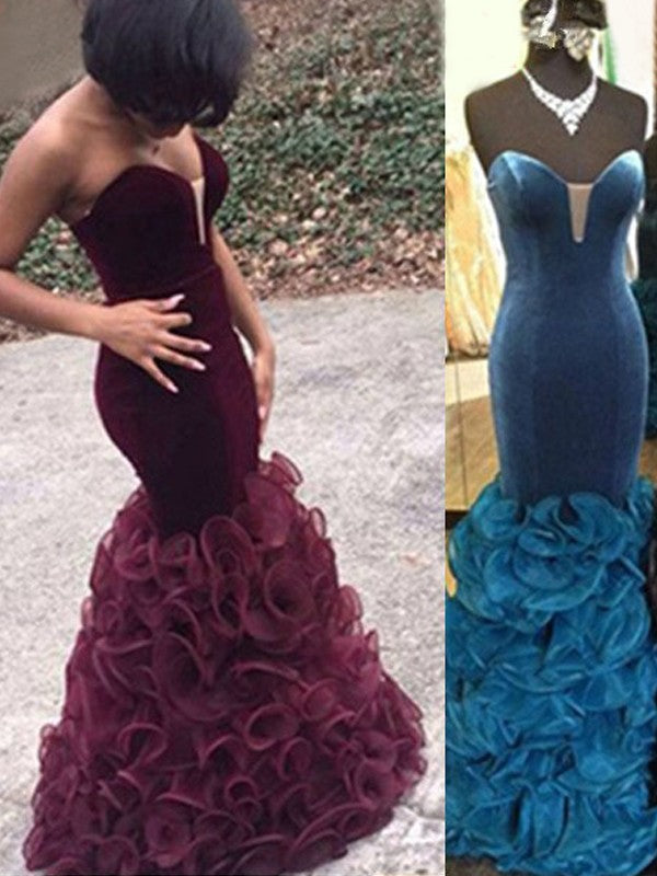 Gorgeous Mermaid Sweetheart Satin Sleeveless Floor-Length Prom Dresses