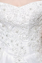 Gorgeous Off the Shoulder White aline Bridal Gown Garden Lace Appliques Wedding Dress