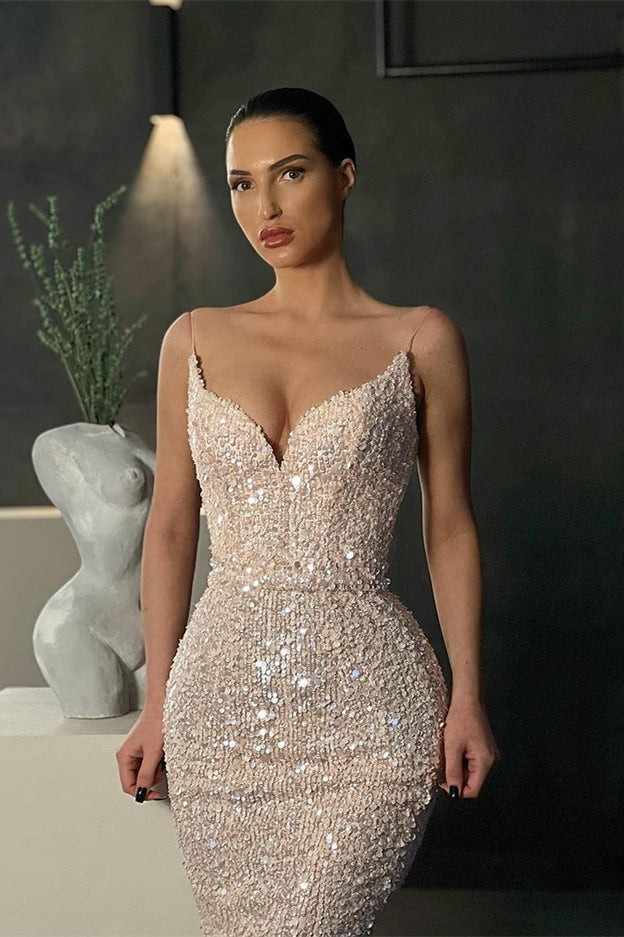 Gorgeous Sleeveless Sequined Mermaid Prom Dress With Glitter