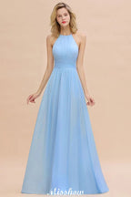 Halter Backless Beach Bridesmaid Dress Chiffon Garden Wedding Party Dress