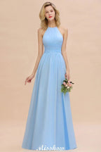 Halter Backless Beach Bridesmaid Dress Chiffon Garden Wedding Party Dress