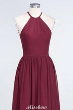 Halter Sleeveless Floor-Length Bridesmaid Dress with Ruffles