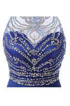 Blue A Line Chiffon Beaded Homecoming Dresses, Short Prom Dresses