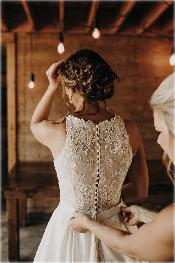 Illusion And Lace Halter Neck A-line Wedding Dress With Sweep Train