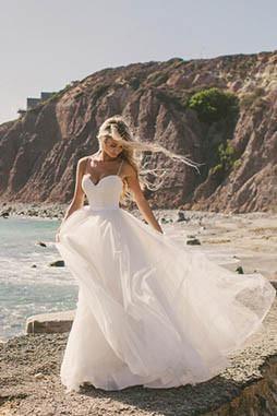 Ivory Tulle Destination Sweetheart Spaghetti Strap  Wedding Dress