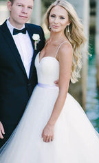 Ivory Tulle Destination Sweetheart Spaghetti Strap  Wedding Dress