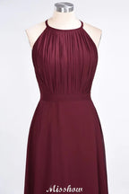 Jewel Sleeveless Floor-Length Bridesmaid Dress Ruffles Spaghetti aline Maid of Honor Dress