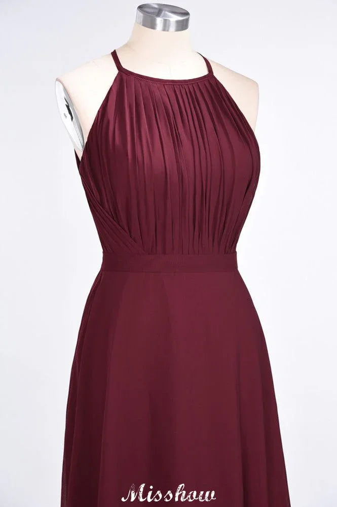 Jewel Sleeveless Floor-Length Bridesmaid Dress Ruffles Spaghetti aline Maid of Honor Dress
