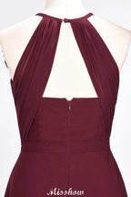 Jewel Sleeveless Floor-Length Bridesmaid Dress Ruffles Spaghetti aline Maid of Honor Dress