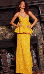 V-Neck Floral Evening Dress