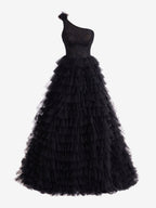 Roycebridal Kinsley | A Line One Shoulder Tiered Long Prom Dress