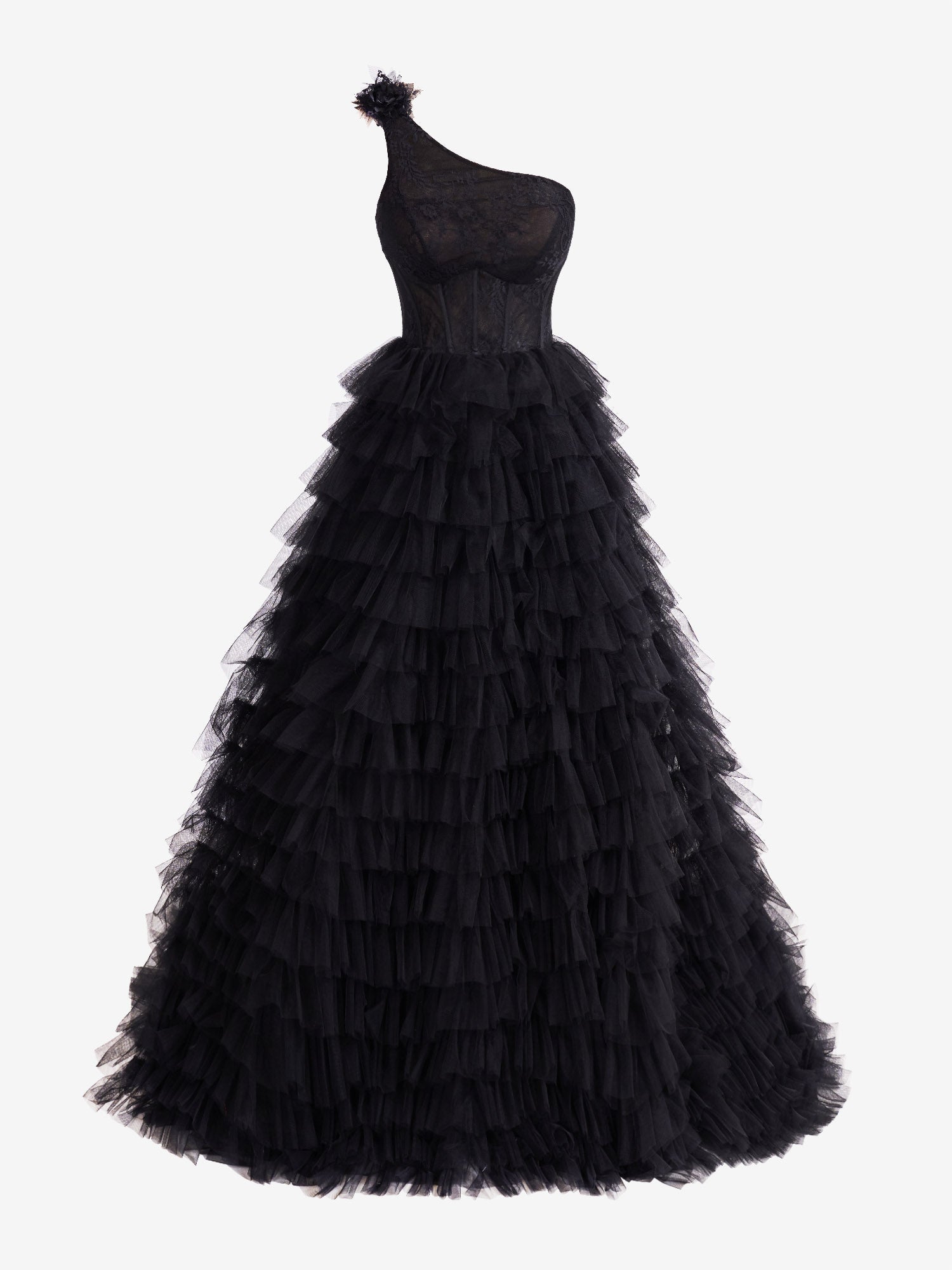 Roycebridal Kinsley | A Line One Shoulder Tiered Long Prom Dress