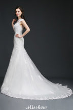 Lace Mermaid Jewel Elegant Wedding Dress