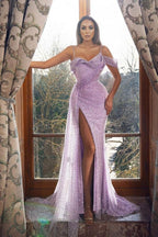 Lilac Prom Dresses Long Glitter | Evening Dresses
