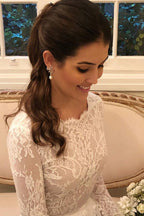 Long A-line Lace Wedding Dress with Sleeves