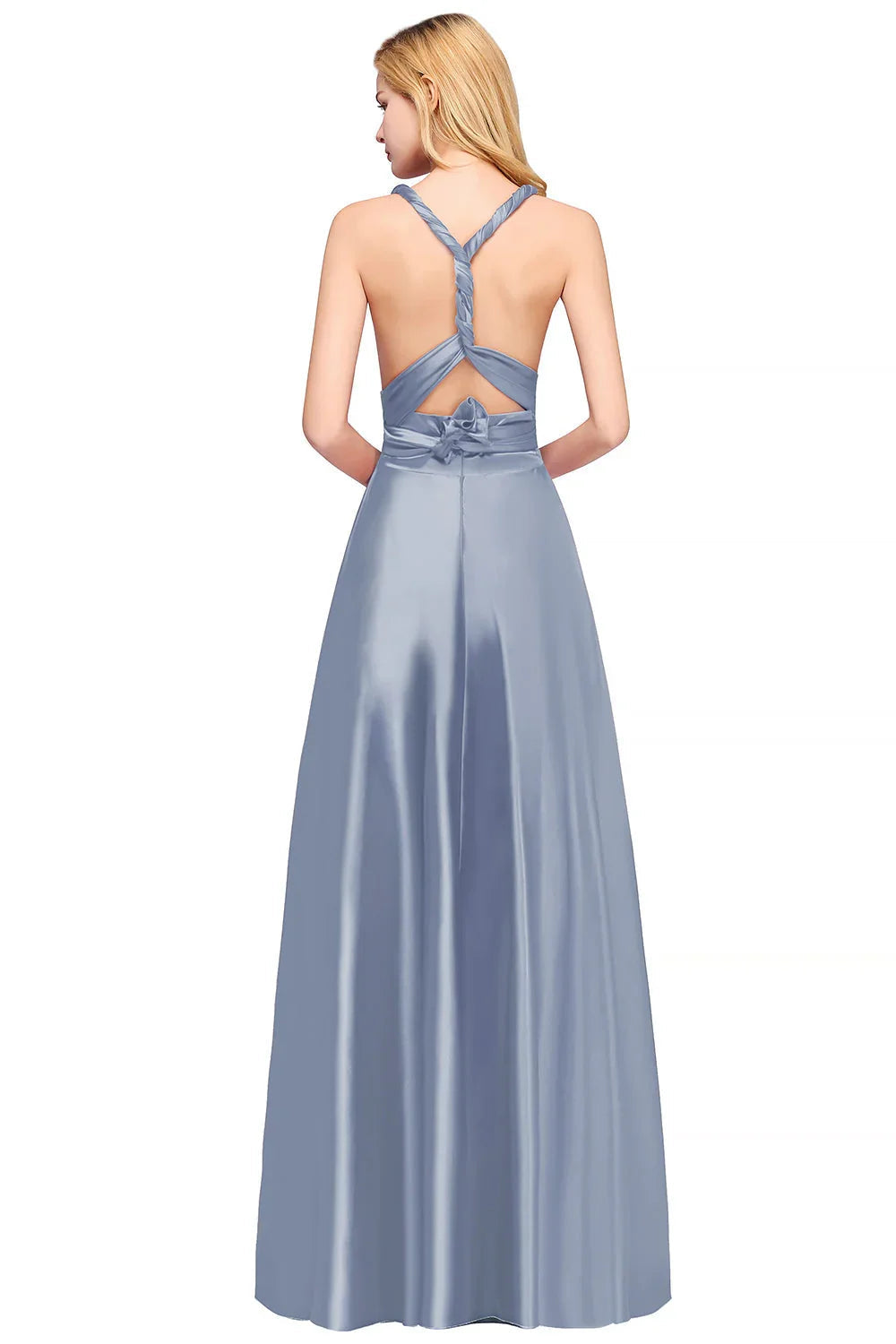 Spaghetti Straps Satin Long Bridesmaid Dresses Prom Party Gown
