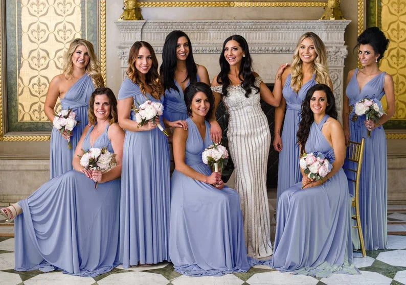 Spaghetti Straps Satin Long Bridesmaid Dresses Prom Party Gown