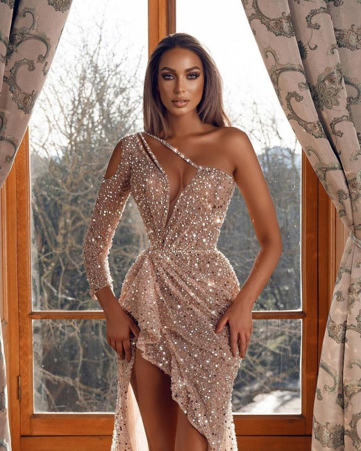 Long glitter prom dresses | Evening wear party dresses
