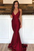 Long Mermaid Halter Open Back Prom Dress