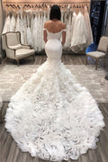 Long Mermaid Off-the-shoulder Tulle Wedding Dresses