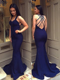 Long Mermaid Sweetheart Backless Satin Graduation Formal Prom Dresses