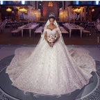 Long Princess Off-the-shoulder Lace Wedding Dress