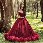 Long Princess Off-the-shoulder Tulle Wedding Dress