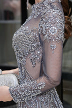 Long Sleeve Mermaid Sequins High-Neck Evening Gowns
