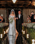 Long Sleeves Mermaid Off-the-shoulder Tulle Wedding Dress with Appliques Lace