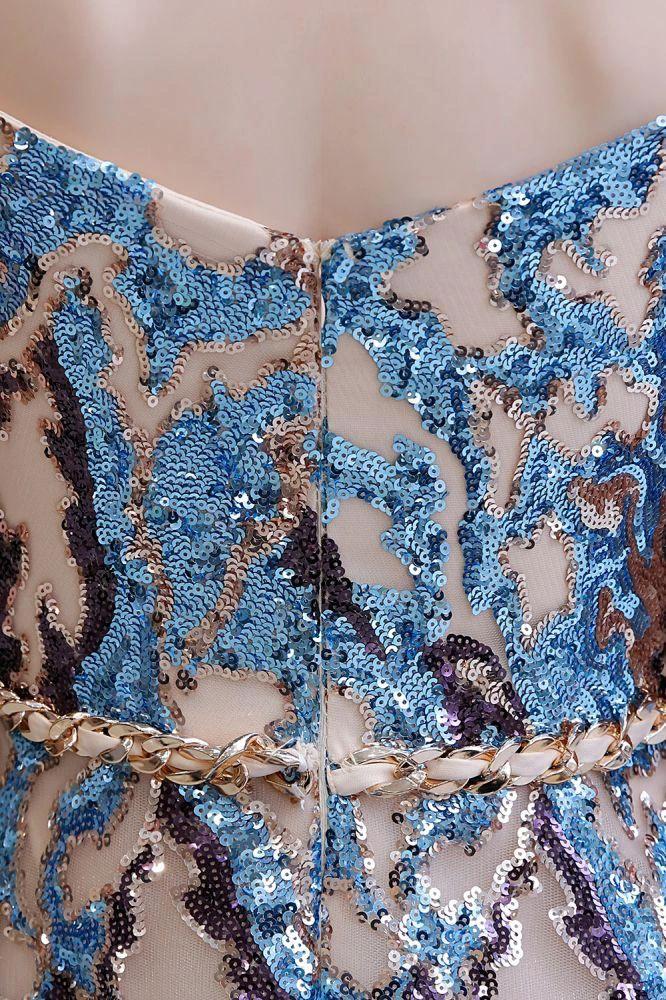 Luxury Sparkly Off-the-Shoulder Sequins Aline Prom Dress Floor Length by misshow.com